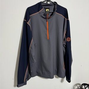 FootJoy Gray and Navy Quarter-Zip Jacket with Orange Accents
